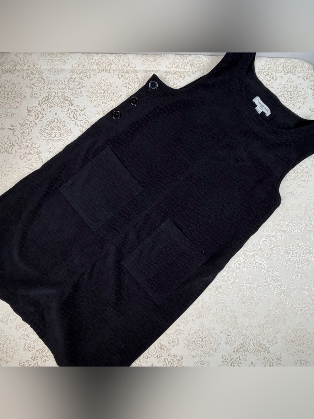 Amanda Smith Black Casual Dress, Subtle Animal Print, Medium